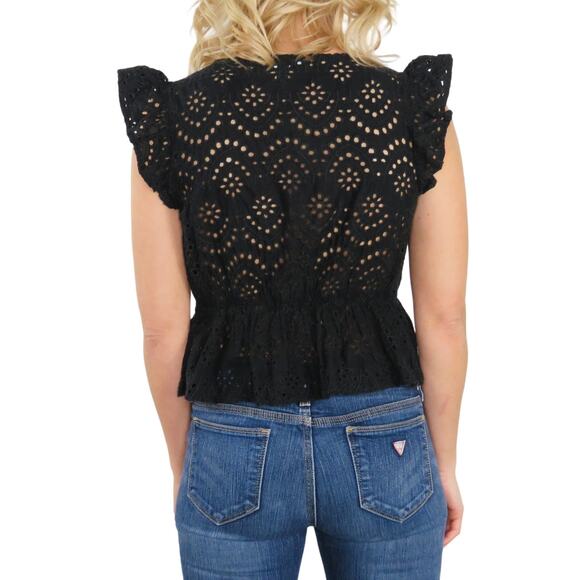 Express Black Beaded Eyelet Top Small Y2k Going Out Top Cute - Picture 3 of 9